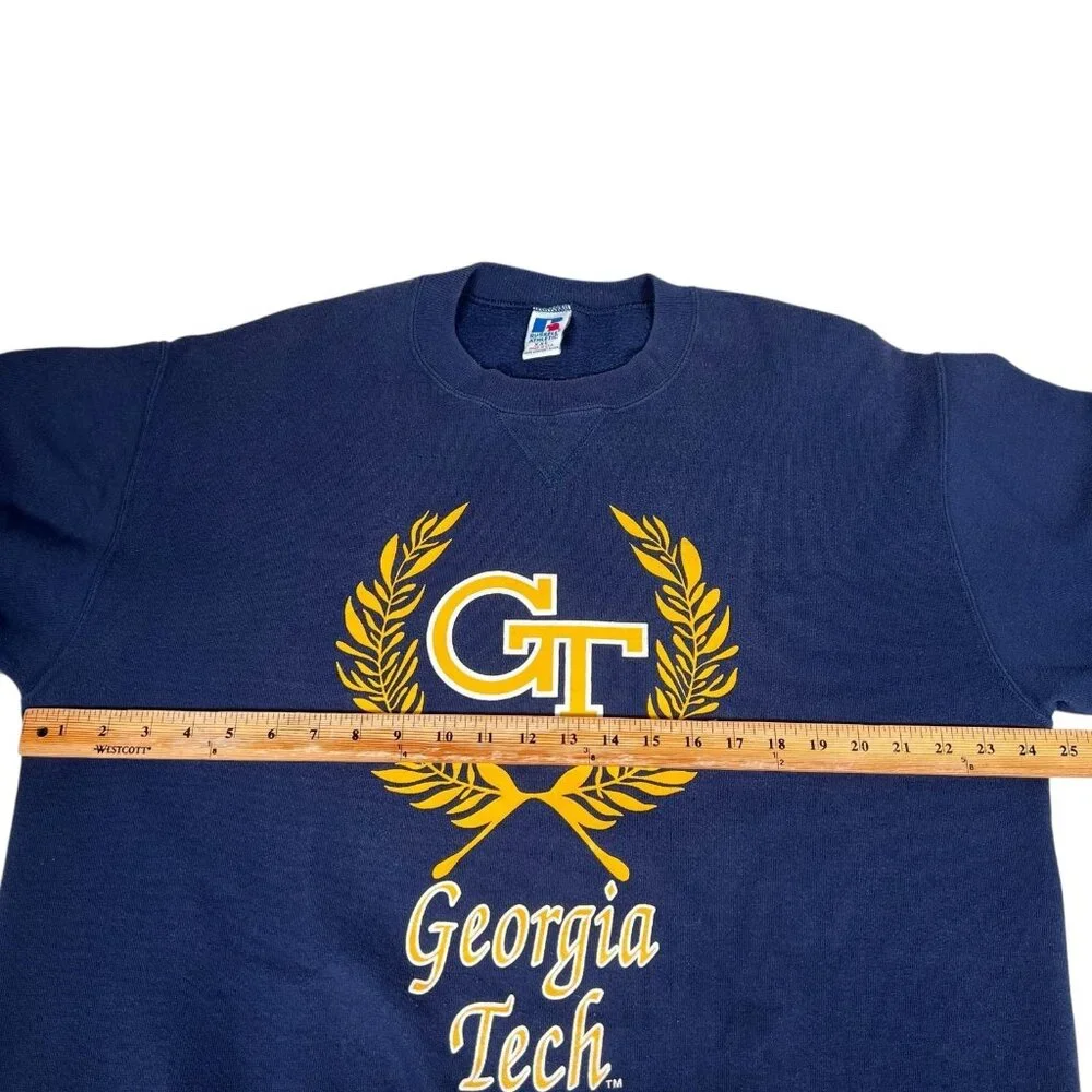 Vintage Russell Athletic Mens Blue Georgia Tech Wreath Sweatshirt Size XXL - Picture 3 of 11
